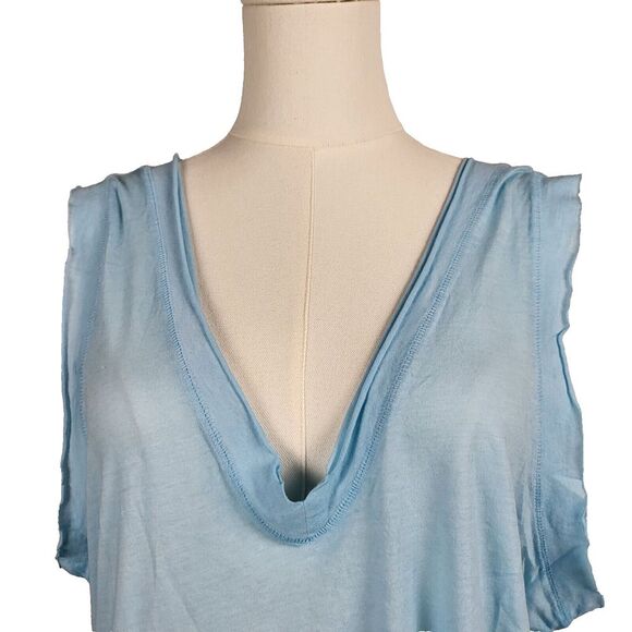NEW Free People Movement Small Sky Blue Tank Cotton Modal Deep V-Neck BOHO - Picture 7 of 12